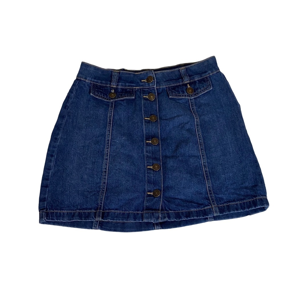 KOHL'S SO Botton Denim Blue Jean Mid Rise mini Skirt Size 5 / 27